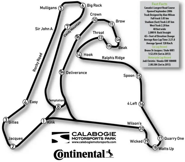 CALABOGIE Motorsport Park Track Layout